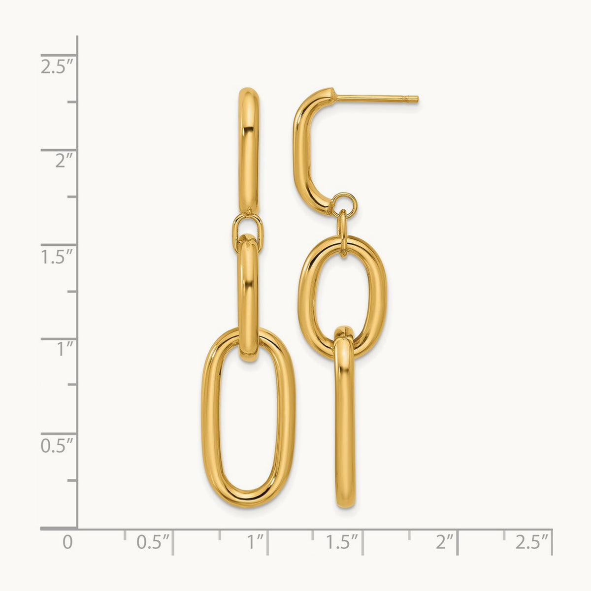 Polished Oval Link Dangle Post Earrings, 14K — Leslie's