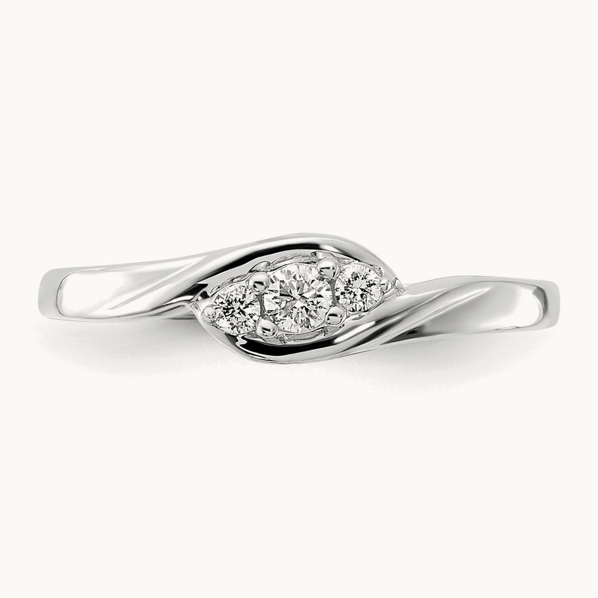 3-stone Diamond Ring — 14K White Gold, 7
