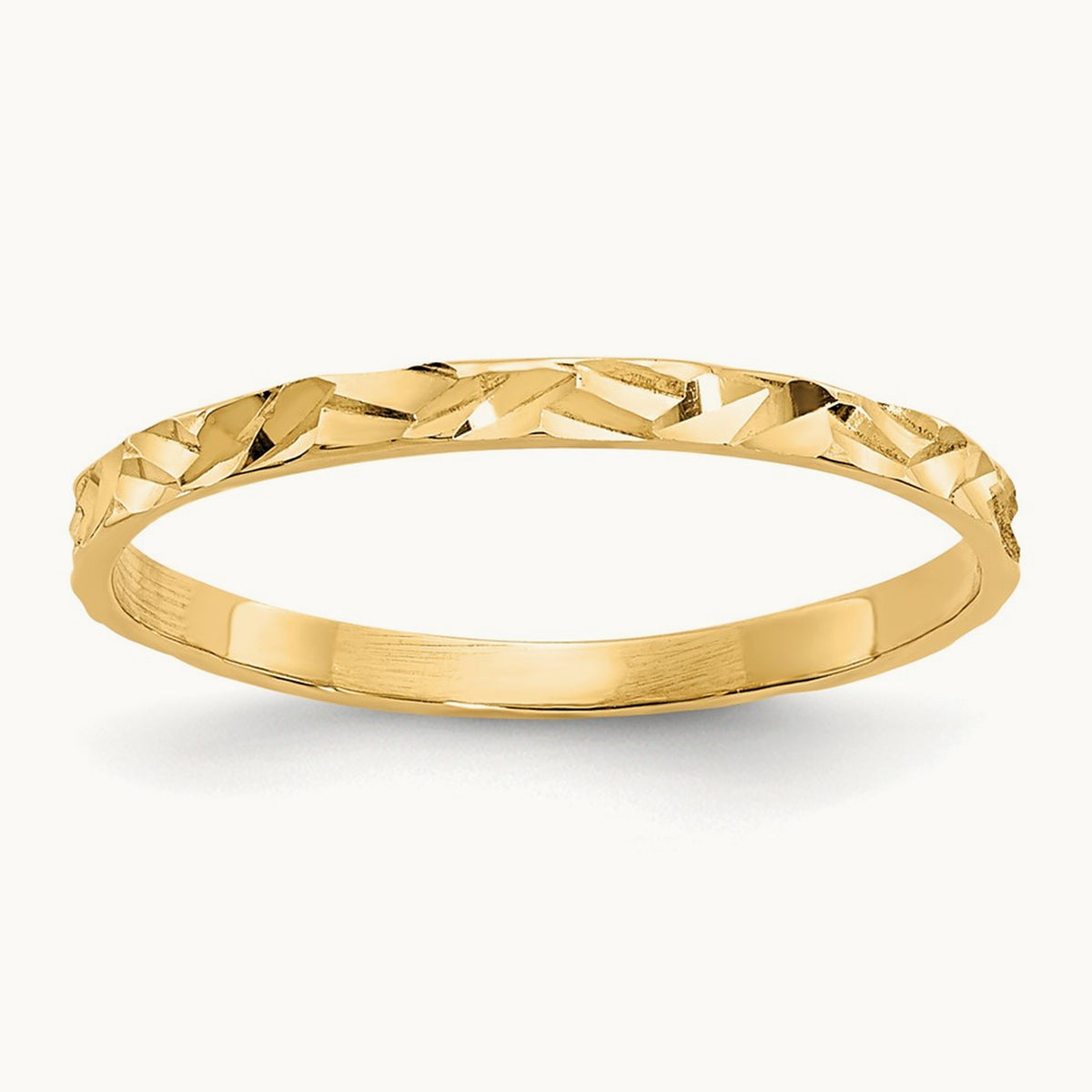 Diamond-cut Zig-Zag Design Band Childs Ring, 14K