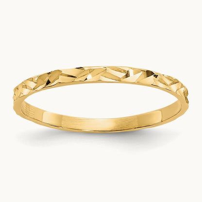 Diamond-cut Zig-Zag Design Band Childs Ring, 14K