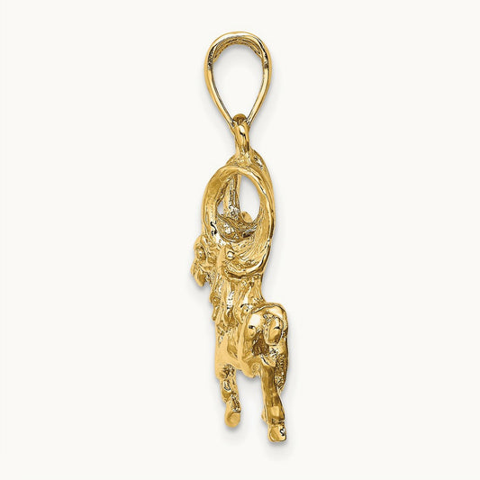 Large Aries Zodiac Charm, 14K
