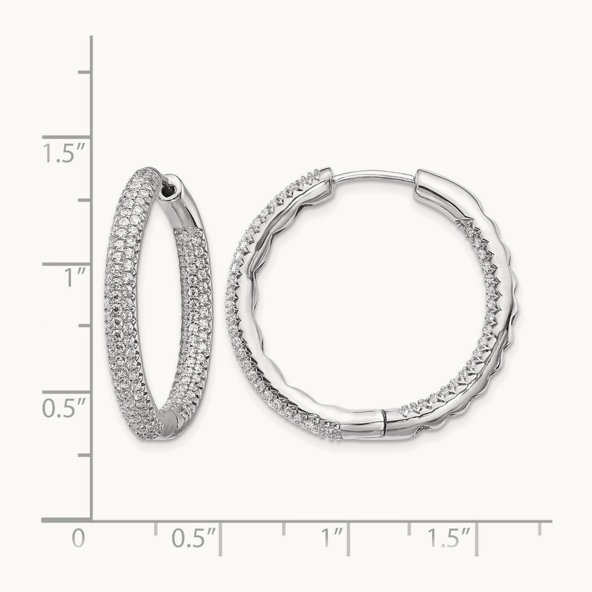 1 1/2Ctw Hinged Hoop Diamond Earrings, 14K White Gold