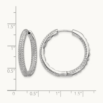 1 1/2Ctw Hinged Hoop Diamond Earrings, 14K White Gold
