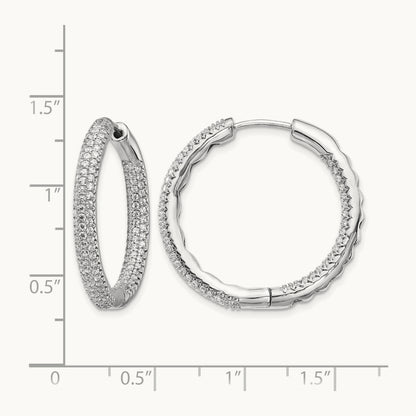 1 1/2Ctw Hinged Hoop Diamond Earrings, 14K White Gold