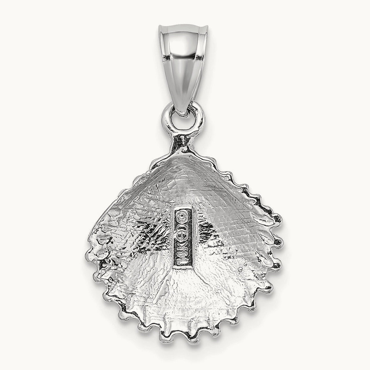 Textured Scallop Shell Charm — 14K White Gold