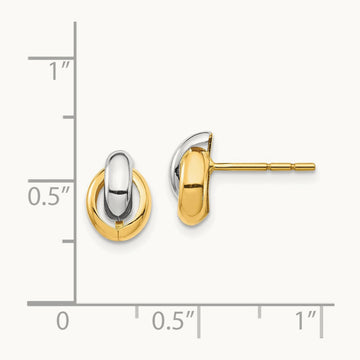 & White Rhodium Oval Post Earrings, 14K