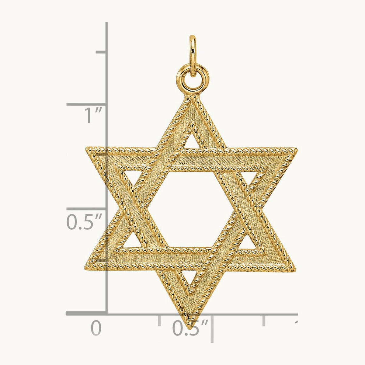 Polished and Textured Solid Star of David Pendant — 14K Yellow Gold, 32.7mm