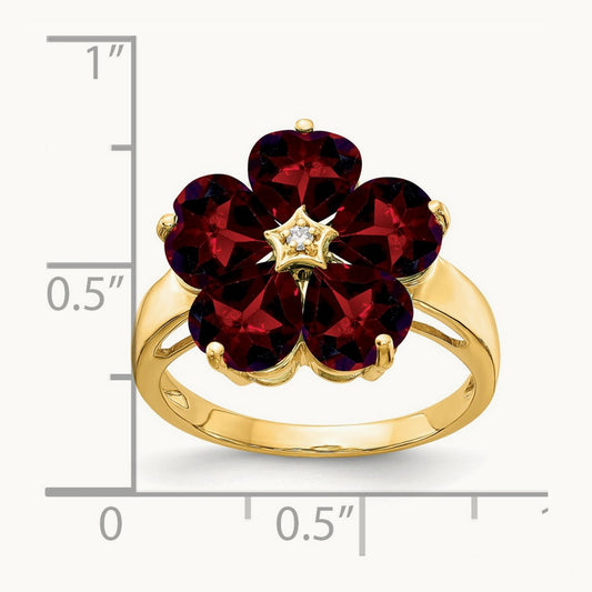 Heart Garnet AA Diamond ring, 6mm, 14K