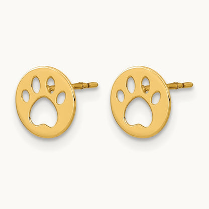 Madi K Kids Pawprint Post Earrings, 14K