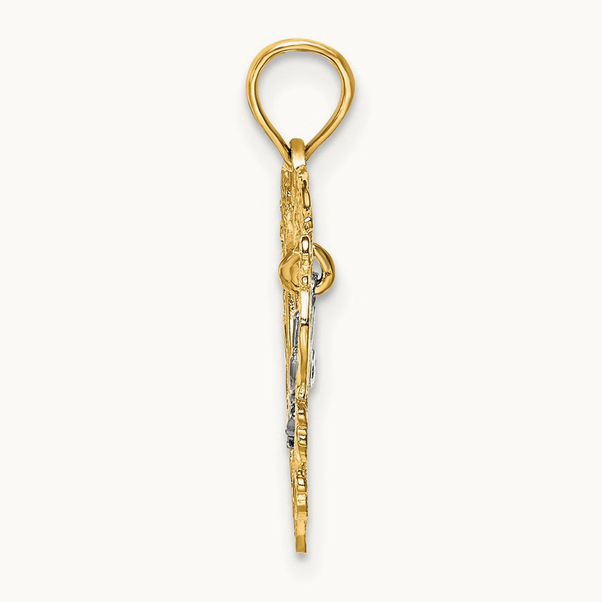 MOM Inside Heart Charm — 14K Two-Tone Gold, 21.6mm