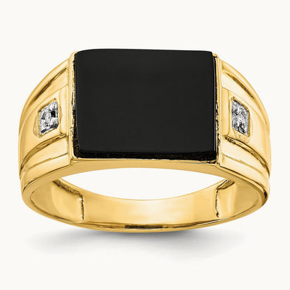 Men's Onyx and Diamond Ring, 14K
