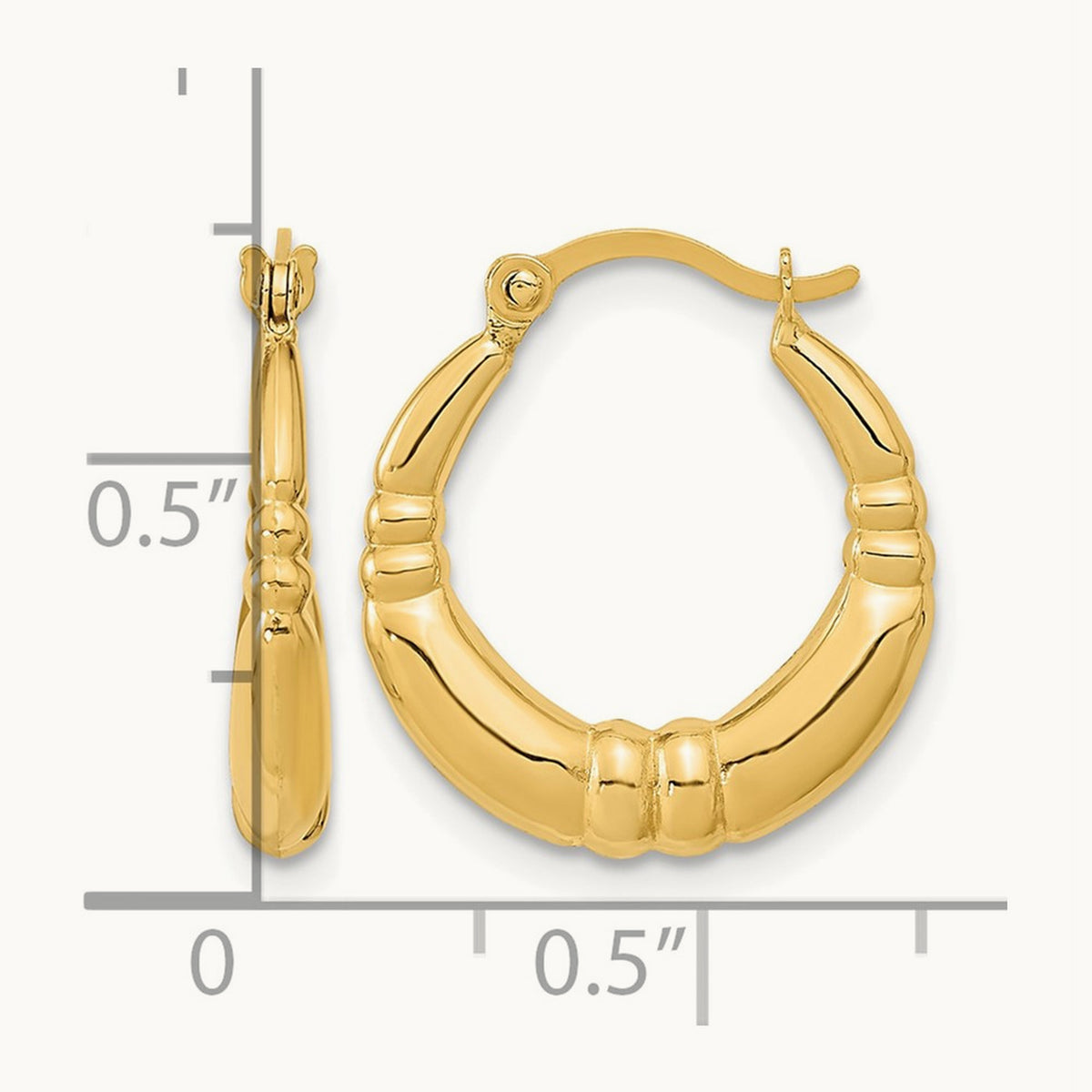 Polished Hoop Earrings, 14K