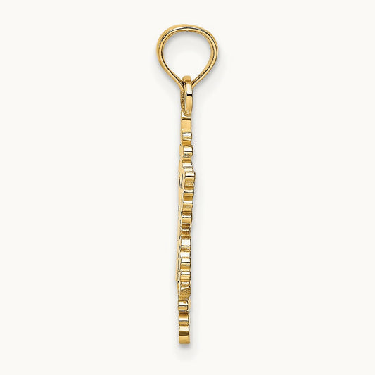 Polished Snowflake Charm — 14K Yellow Gold