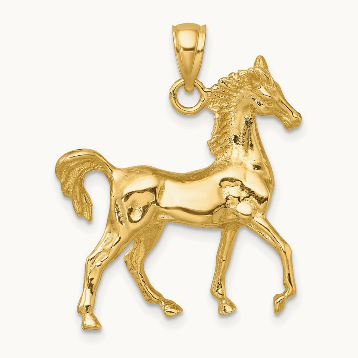 3-D Polished Horse Charm, 14K