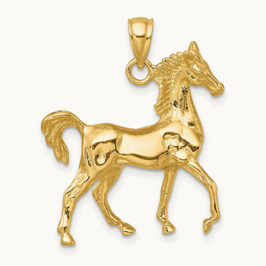 3-D Polished Horse Charm, 14K
