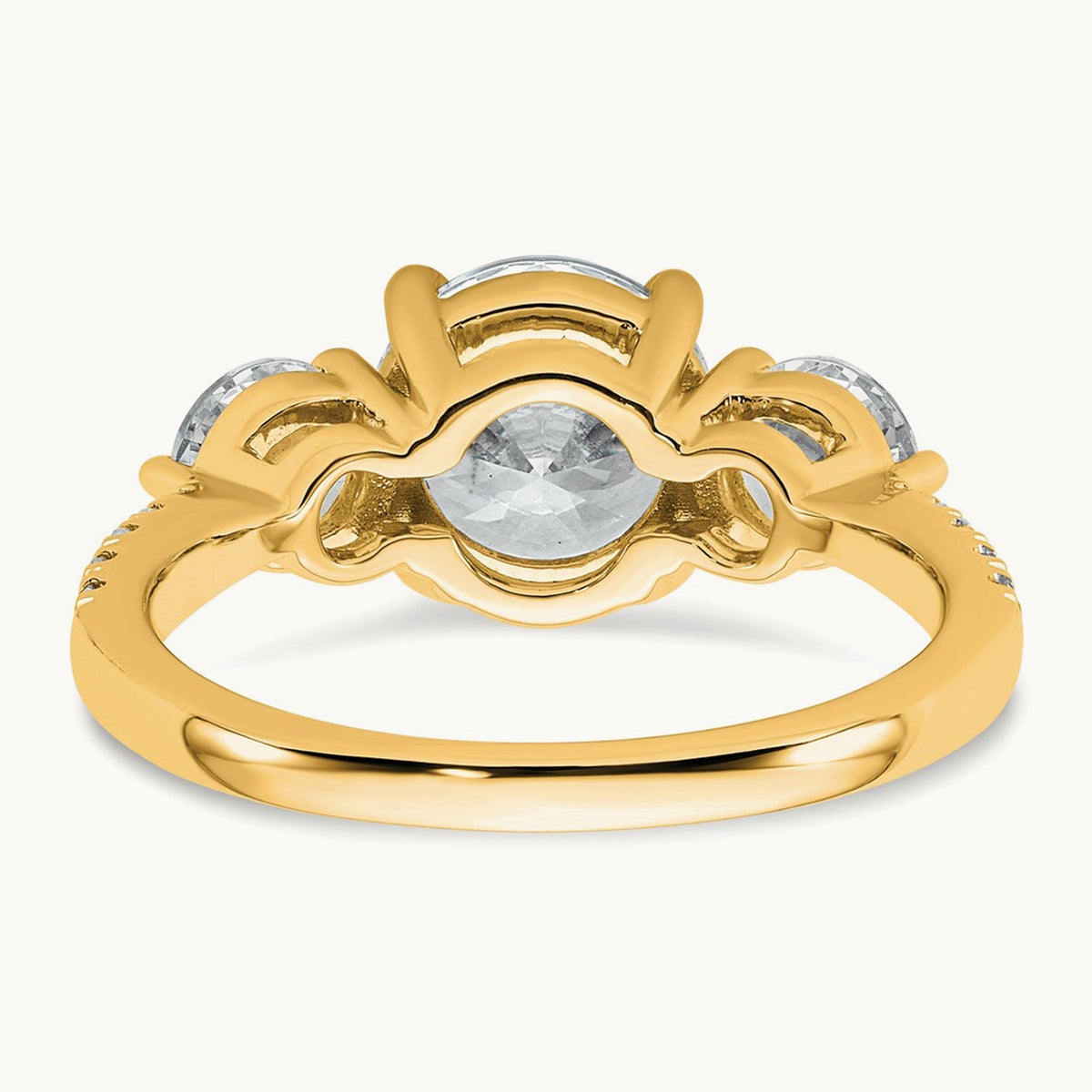 Round 3 Stone Engagement Ring, 1.50-3.00 ct tw Lab-Grown Diamond — 3 ct, 14K Yellow Gold