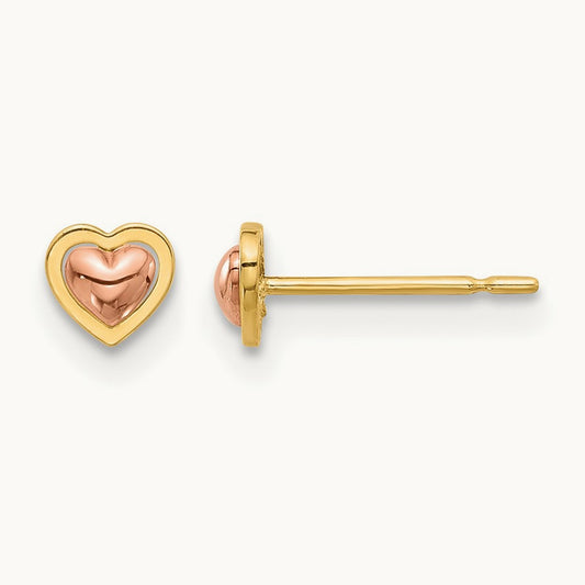 Madi K Two-Tone Polished Heart Post Earrings, 14K
