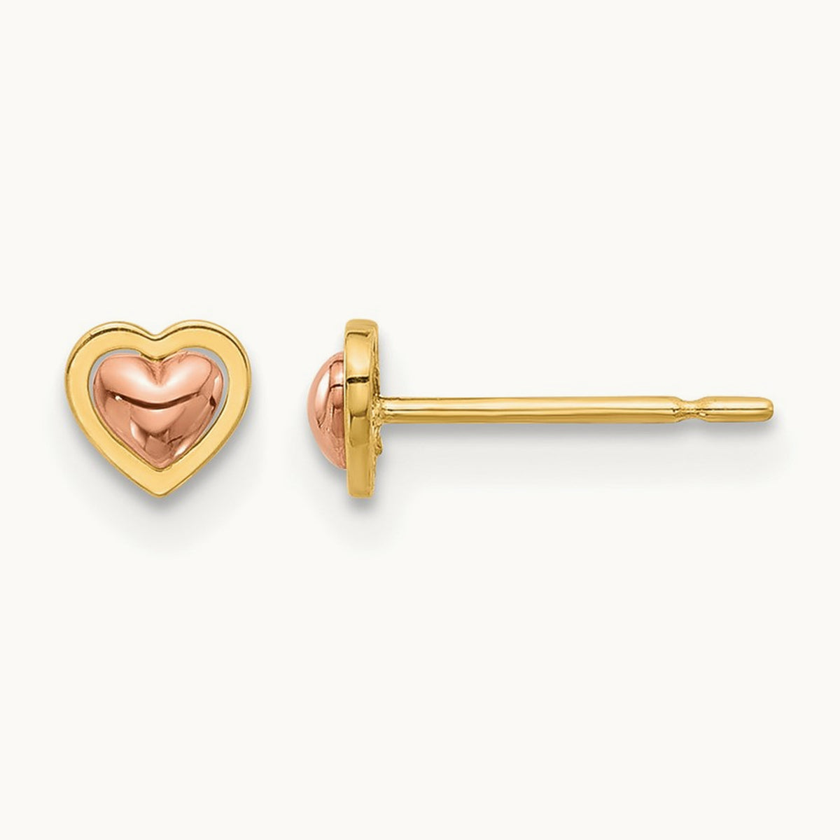 Madi K Two-Tone Polished Heart Post Earrings, 14K