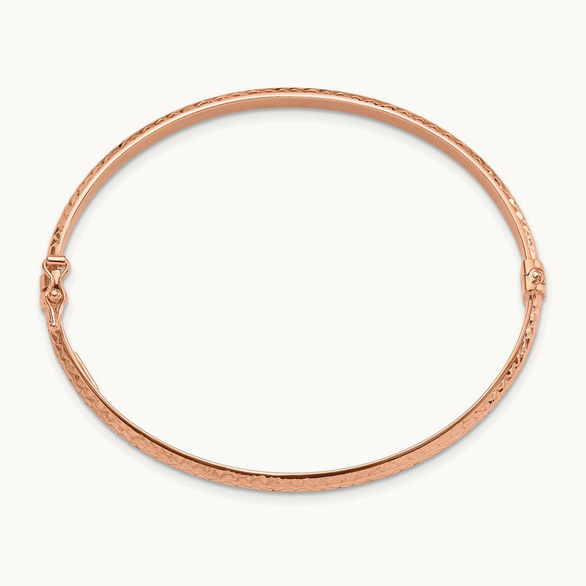 Diamond Cut Hinged Bangle — 14K Rose Gold