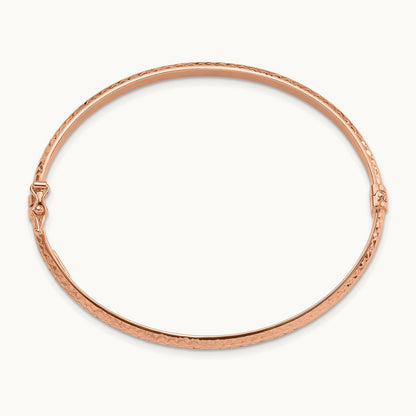 Diamond Cut Hinged Bangle — 14K Rose Gold