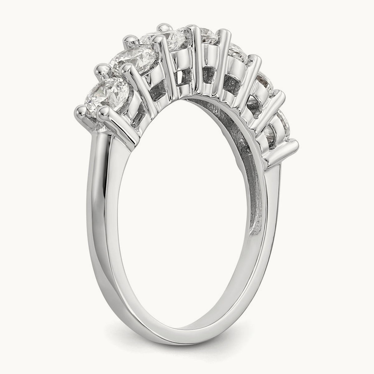 7-Stone Diamond Band, 14K White Gold