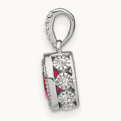 Oval Ruby and Diamond Pendant, 14K White Gold