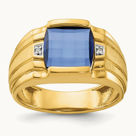 Men's Cr. Sapphire and Diamond Complete Ring — IBGoodman — photo set