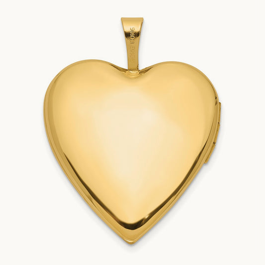 Polished Floral Design Diamond Heart Locket, 20mm, 14K