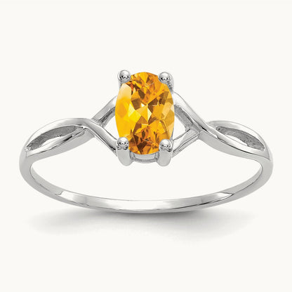 Citrine Birthstone Ring, 14K White Gold