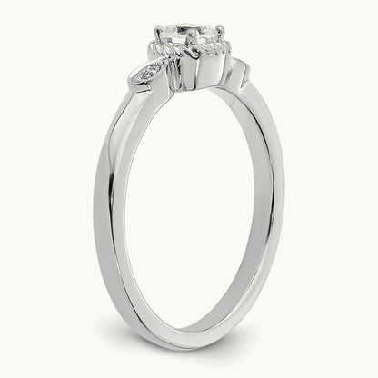 Petite Rope Edge Cushion Complete Dia Ring, 14K White Gold