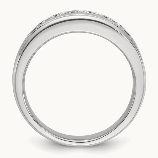 w/ Black RH IBGoodman Men's Textured Square 5-Stone Dia Ring, 14K White Gold