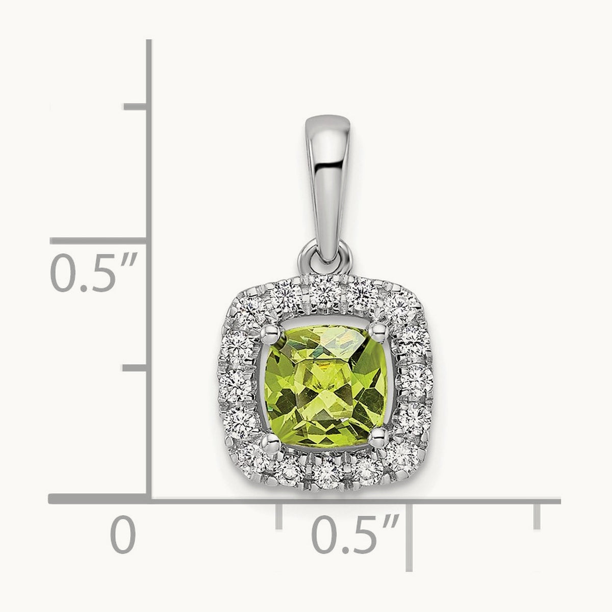 Aug Birthstone Peridot Halo Pendant, 0.25 ct tw Lab-Grown Diamond