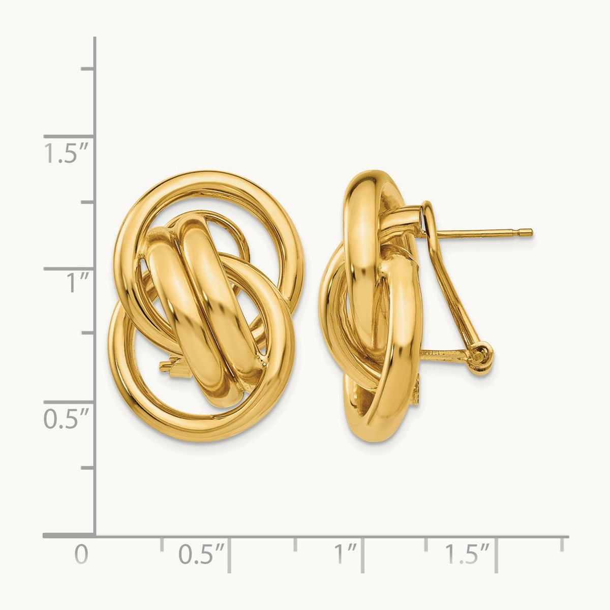 Polished Fancy Omega Back Post Earrings, 14K