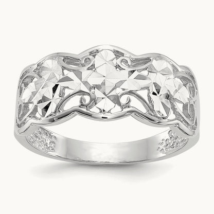 Diamond-cut Wave Ring, 14K White Gold