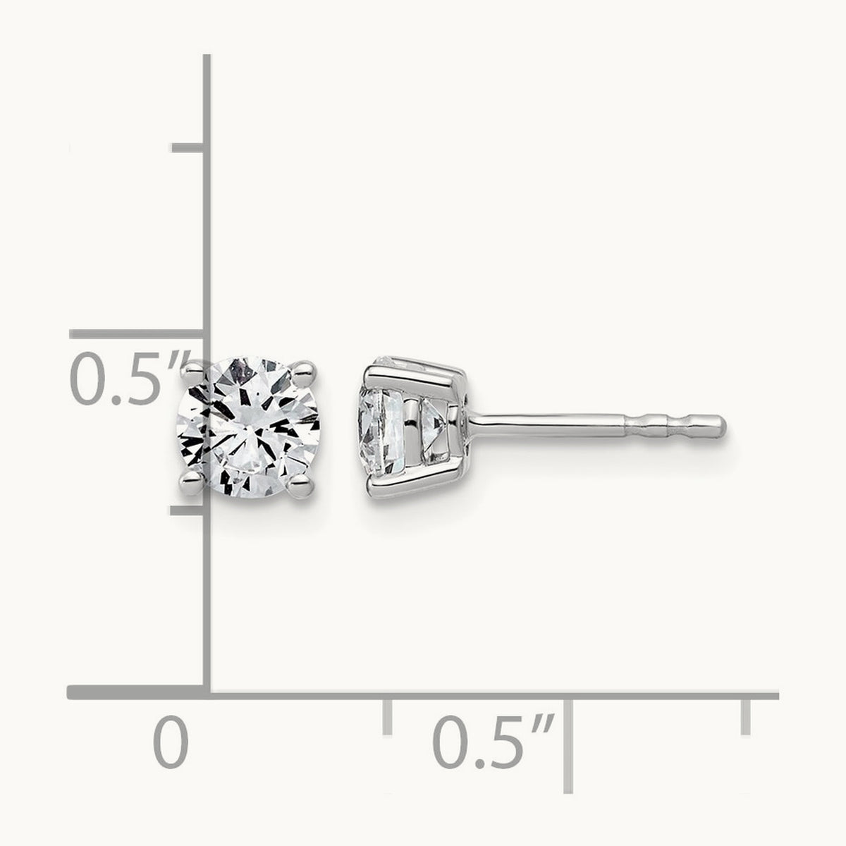 Round Lightweight Earrings, 0.25-6.00 ct tw Lab-Grown Diamond — 1 ct, 10K White Gold