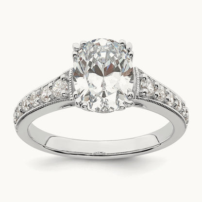 1 1/2ct Oval Semi-Mount Engagement Dia Ring, 14K White Gold