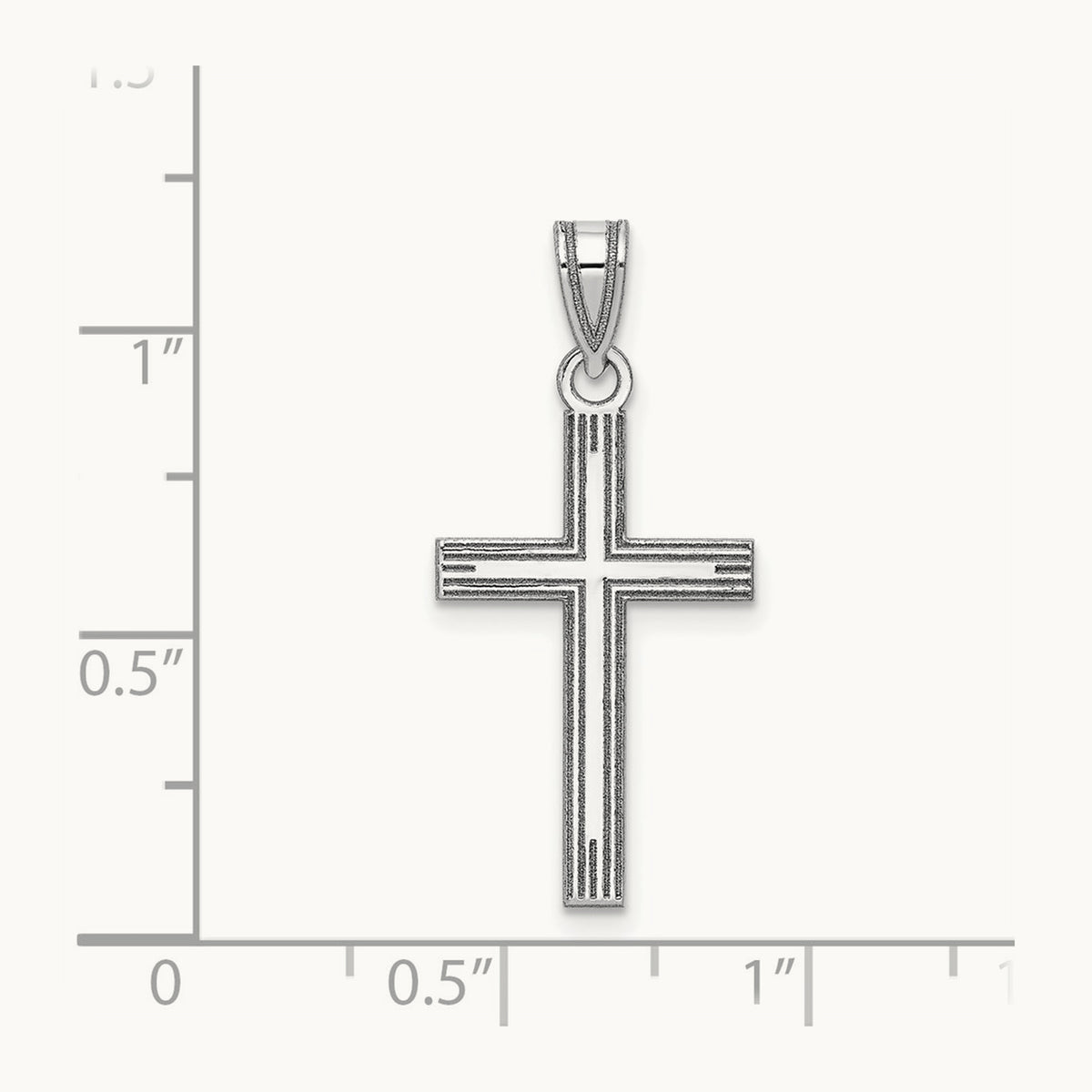 Solid Laser Etched Cross Pendant, 14K White Gold