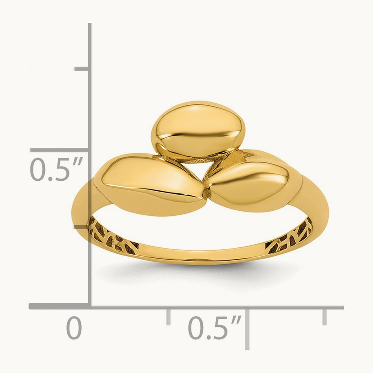 Polished Trio Domed Ring, 14K