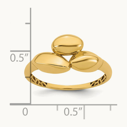 Polished Trio Domed Ring, 14K
