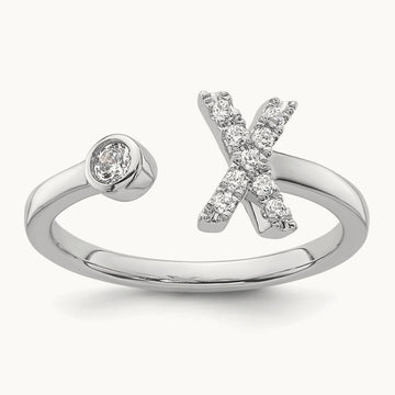 Initial X Adjustable Ring, 0.15 ct tw Lab-Grown Diamond