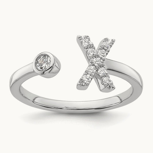 Initial X Adjustable Ring, 0.15 ct tw Lab-Grown Diamond