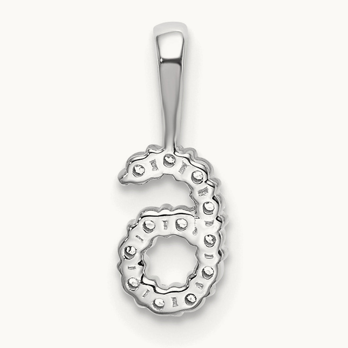 Diamond Number 6 Pendant — 14K White Gold, 12.85mm
