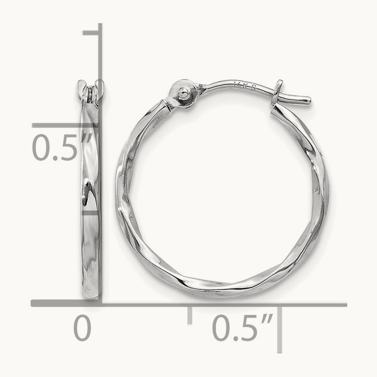Twisted Hoop Earrings — 14K White Gold, 14mm