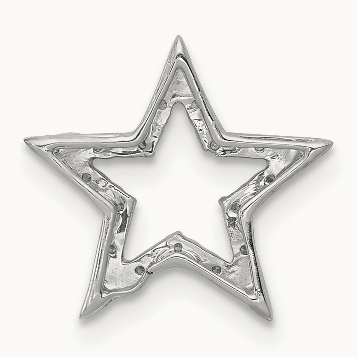 Small Diamond Star Chain Slide Pendant, 14K White Gold