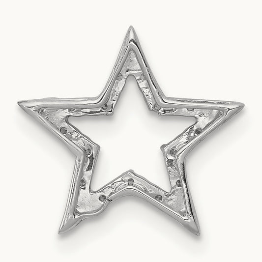 Small Diamond Star Chain Slide Pendant, 14K White Gold