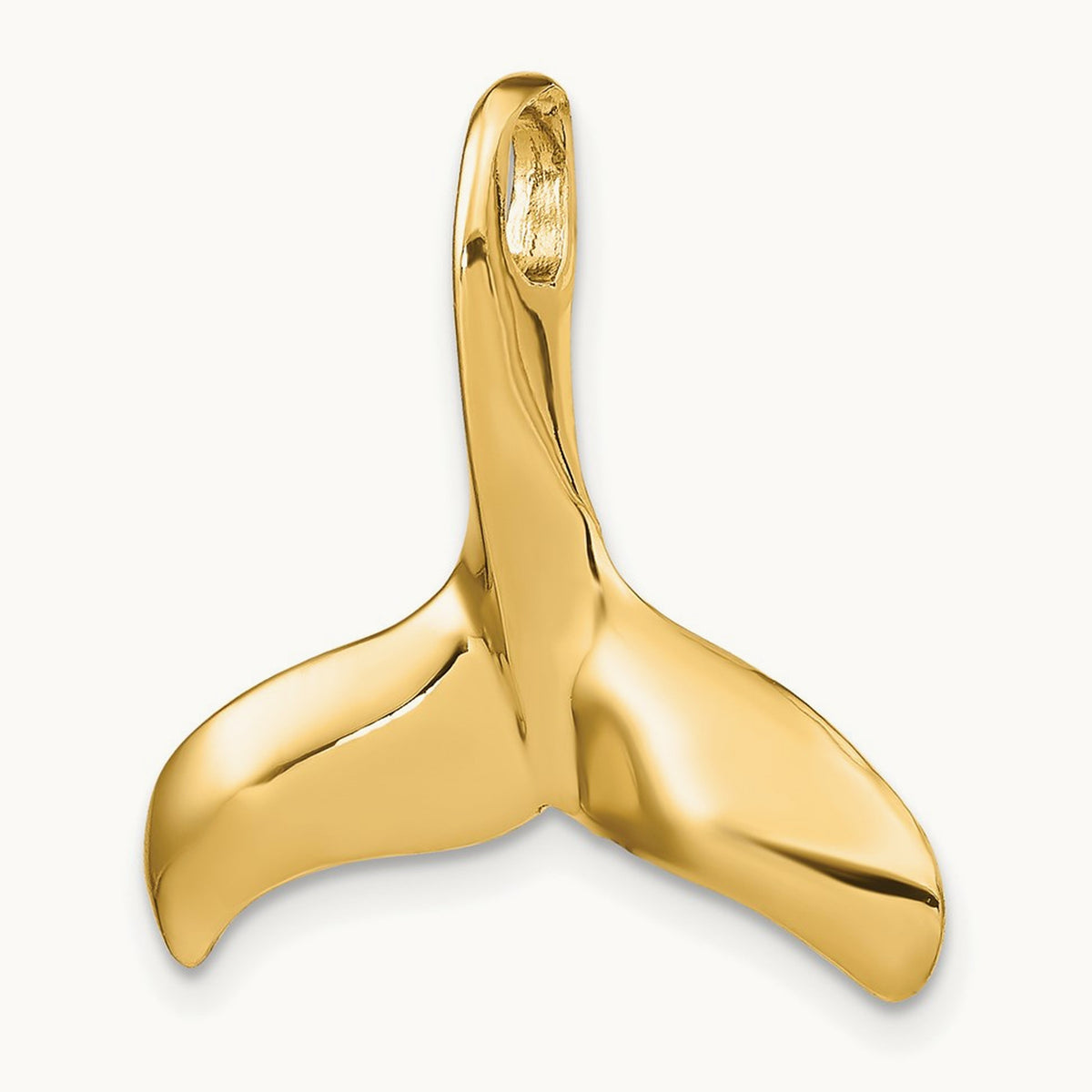 3-D Polished/Textured Whale Tail Charm, 14K