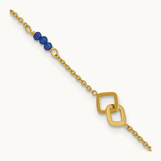Polished Blue Spinel 9in Plus 1in ext Anklet, 14K