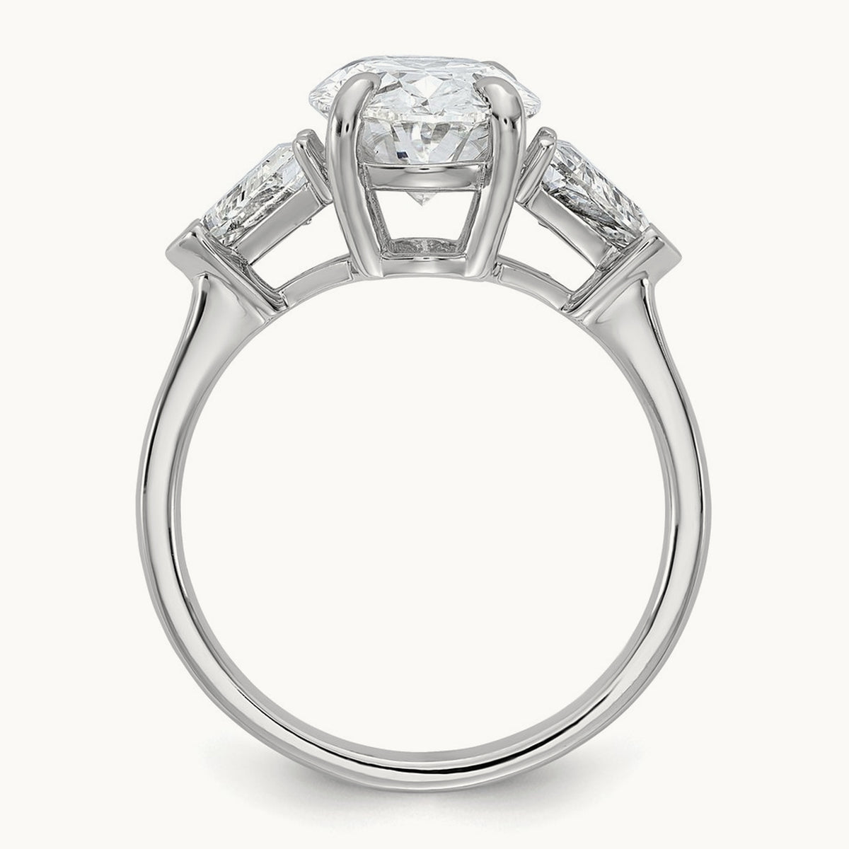 Oval & Trillion 3 Stone Engagement Ring, 1.50-4.00 ct tw Lab-Grown Diamond — 4 1/8 ct, 14K White Gold