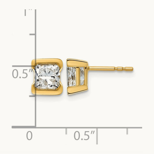 Princess Post Earrings, 2.00 ct tw Lab-Grown Diamond
