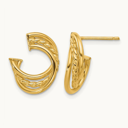 Polished and Twisted Post Earrings, 14K — Leslie's